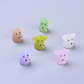 Handmade Lampwork Beads, Cartoon Mouse, Mixed Color, 18~20x16~20x14~16mm, Hole: 1.6mm