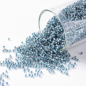 TOHO Round Seed Beads, Japanese Seed Beads, (263) Inside Color AB Crystal/Light Capri, 15/0, 1.5mm, Hole: 0.7mm, about 3000pcs/10g