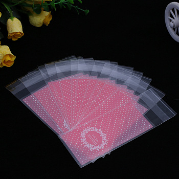 Rectangle Plastic Cellophane Bags, for Lipstick Packaging, Hot Pink, 13x5cm, Unilateral Thickness: 0.035mm, Inner Measure: 10x5cm, about 96~100pcs/bag