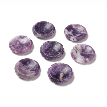 Natural Lilac Jade Worry Stones, Flower Shape, 37.5~38x38x7~7.5mm
