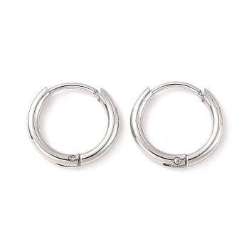 304 Stainless Steel Huggie Hoop Earrings for Women, Stainless Steel Color, 14 Gauge, 11x1.6mm, Pin: 0.7mm