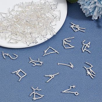 6 Sets Zinc Alloy Cabochons, for DIY Crystal Epoxy Resin Material Filling, Twelve Constellations, Silver, 20~26x11~18.5x3~3.5mm, 12pcs/set