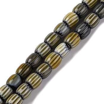 Handmade Lampwork Beads Strands, Rarrel, Dark Khaki, 6x6mm, Hole: 1mm, about 63pcs/strand, 15.16''(38.5cm)