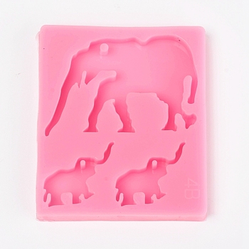 Elephant Silicone Pendant Molds, Resin Casting Molds, For UV Resin, Epoxy Resin Jewelry Making, Pearl Pink, 69x60x8mm, Inner Size: about 22x24mm & 38x53mm