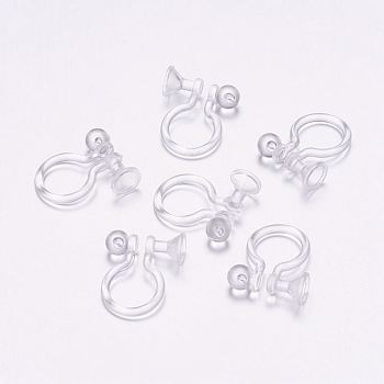 Plastic Clip-on Earring Findings, for Non-pierced Ears, Clear, 11x9x4mm, Fit for 3mm rhinestone