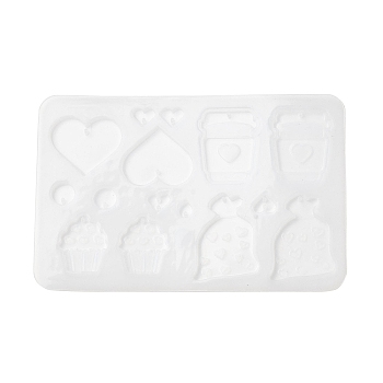 Valentine's Day Love Earrings Silicone Mold, Pendant Molds for DIY Resin Making, White, 105x161x4mm, Hole: 2mm