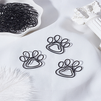 20Pcs Cat Paw Print Iron Covered with PET Plastic Paper Clips, Cute Paper Clips, Funny Bookmark Marking Clips, Black, 29x28x1mm