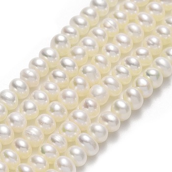 Natural Cultured Freshwater Pearl Beads Strands, 5A, Round, Linen, 4.5~5.5x4.5x4mm, Hole: 0.5mm, about 97~100pcs/strand, 14.37~14.57''(36.5~37cm)