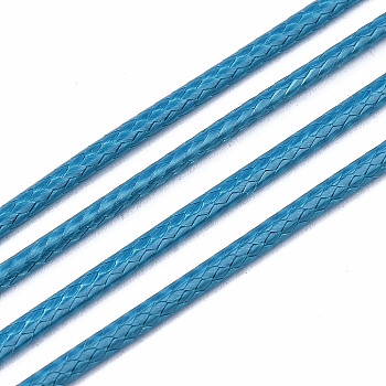 Waxed Cotton Thread Cords, with Spool, Steel Blue, 2mm, about 90m/roll