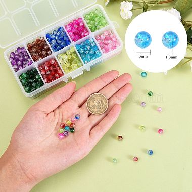 600 pièces 10 couleurs de cuisson des brins de perles de verre craquelé peintes(CCG-SZ0001-05)-2