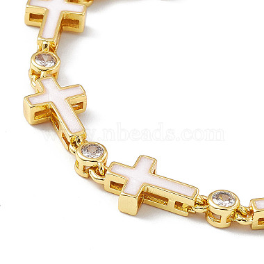 Brass Micro Pave Cubic Zirconia Chain Bracelets(BJEW-P288-01G)-2