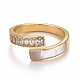 Clear Cubic Zirconia Open Cuff Ring with Rectangle Shell(RJEW-F122-02)-3