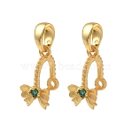 Brass Micro Pave Cubic Zirconia Ice Pick Pinch Bails, Bowknot, Cadmium Free & Lead Free, Rack Plating, Long-Lasting Plated, Real 24K Gold Plated, 14x7mm, Hole: 3.5x5.5mm(KK-D113-06G)