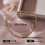 Vintage Style 304 Stainless Steel ball Snake Chain 2-Strand Necklaces for Women, Golden, 7.87 inch(20cm)(EW9990-1)