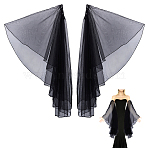 1 Pair Bride's Chiffon Lace Oversleeves, Black, 500x170x5mm(AJEW-HY0003-50)