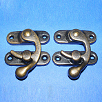 Iron Wooden Box Lock Catch Clasps, Jewelry Box Latch Hasp Lock Clasps, Antique Bronze, 32~33x27.5x8mm, Hole: 2~2.5mm, 2pcs/set(X-IFIN-R203-93AB)