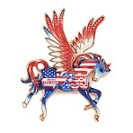 Independence Day American 250th Anniversary Pegasus Enamel Pins, Alloy Lapel Pin Backs for Backpack Clothes, Golden, Colorful, 70x56mm(AL-I001-03G)