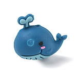 Animal Theme Silicone Beads, Focal Beads, Whale, 21.5x24.5x17mm, Hole: 2.7mm(SIL-E013-03A)