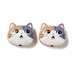 Baking Paint Alloy Beads, Cat Shape, Mixed Color, 13.5x15x6.5mm, Hole: 1.4mm(FIND-H059-02C)