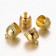 Brass Column Cord Ends, End Caps, Golden, 14x12mm, Hole: 2mm, Inner Diameter: 11mm(KK-F0320-08G)