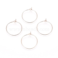 Ion Plating(IP) 316L Surgical Stainless Steel Hoop Earring Findings, Wine Glass Charms Findings, Rose Gold, 35x0.8mm, 20 Gauge(STAS-D164-02RG-A)