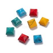 Dyed Synthetic Turquoise Cabochons, Faceted, Square with Pointed Cone, 10x10x8mm(G-D058-04B)