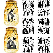 6 Sheets 6 Styles Mother's Day Self-Adhesive PVC Waterproof Picture Stickers, Black, Human, 200x150mm, 1 sheet/style(DIY-WH0605-004)