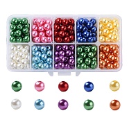 Imitation Pearl Acrylic Beads, Dyed, Round, Mixed Color, 8x7.5mm, Hole: 2mm, 10 colors, 30pcs/color, 300pcs/box(PACR-CJ0001-08)