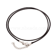 Waxed Polyester Cord Necklaces Making, with 304 Stainless Steel Lobster Claw Clasps, Stainless Steel Color, Black, 18.7 inch(47.5cm)1.5mm(MAK-G014-08P)