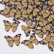 Printed Alloy Pendants, with Enamel, Butterfly, Light Gold, Goldenrod, 15.5x22x2mm, Hole: 1.8mm(PALLOY-R111-01F)