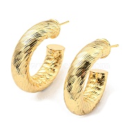 Rack Plating Brass Round Stud Earrings, Half Hoop Earrings, Cadmium Free & Lead Free, Real 18K Gold Plated, 31x8mm(KK-C026-19A-G)