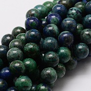 Natural Chrysocolla and Lapis Lazuli Beads Strands, Dyed, Round, 10mm, Hole: 1mm, about 40pcs/strand, 15.7 inch(G-E329-10mm-42)