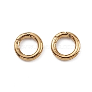 Ion Plating(IP) 304 Stainless Steel Spring Gate Rings, Round Ring, Real 14K Gold Plated, 12x2.3mm(STAS-G309-03G)