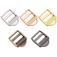 Olycraft 5Pcs 5 Colors Zinc Alloy Ladder Lock SliderBuckle, Adjustable Webbing Strap Release Buckles, for Backpack Strap Accessories, Mixed Color, 39.5x31x7mm, Hole: 25x5mm, 1pc/color(FIND-OC0002-02)