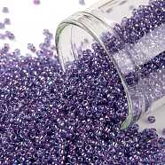 TOHO Round Seed Beads, Japanese Seed Beads, (252) Inside Color Aqua/Purple Lined, 15/0, 1.5mm, Hole: 0.7mm, about 3000pcs/10g(X-SEED-TR15-0252)