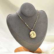 304 Stainless Steel Constellation Pendant Necklaces, Real 18K Gold Plated, Gemini, 18.19 inch(46.2cm)(NJEW-K392-01G-03)