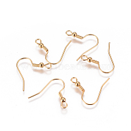 Vacuum Plating 304 Stainless Steel Earring Hooks, with Horizontal Loop, Golden, 20x20x3mm, Hole: 2mm, 22 Gauge, Pin: 0.6mm(STAS-I120-27-G)
