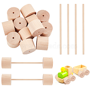 12Pcs Schima Wood Vehicle Wheels and 12Pcs Schima Wood Sticks, Toy Making Accessories, BurlyWood, Wheels: 3.95x3.2cm, Hole: 4.5mm, Sticks: 150x5mm(DIY-OC0004-20)