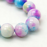 Jade Beads Strands, Natural White Jade, Dyed, Round, Colorful, 6mm, Hole: 1mm, about 69pcs/strand, 15.7 inch(G-D264-6mm-XH10)