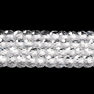 Cubic Zirconia Bead Strands, Faceted Rondelle, Clear, 3x2mm, Hole: 0.6mm, about 164~172pcs/strand, 14.57~14.88 inch(37~37.8cm)(ZIRC-G001-01D)