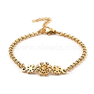 201 Stainless Steel Link Bracelet for Women, Golden, Snowflake, 7-1/8 inch(18.1cm)(BJEW-D062-01B)