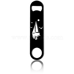 430 Stainless Steel Bottle Openers, Laser Cut, Rectangle, Sailboat, 178x40x2mm(AJEW-WH0259-047)