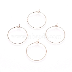 Ion Plating(IP) 316L Surgical Stainless Steel Hoop Earring Findings, Wine Glass Charms Findings, Rose Gold, 35x0.7mm, 21 Gauge(STAS-D164-02RG-A)