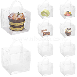 Clear Plastic Tall Cake Boxes, Bakery Cake Box Container, Square, Clear, Finished Product: 8.5x8.5x8.5cm(CON-WH0001-22A)
