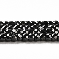 Cubic Zirconia Bead Strands, Faceted Rondelle, Black, 3x2mm, Hole: 0.6mm, about 164~172pcs/strand, 14.57~14.88 inch(37~37.8cm)(ZIRC-G001-01K)