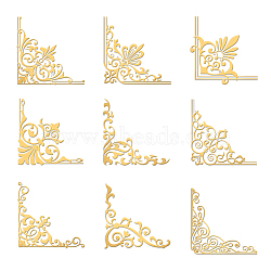 Nickel Decoration Stickers, Metal Resin Filler, Epoxy Resin & UV Resin Craft Filling Material, Golden, Floral, 40x40mm, 9pcs/set(DIY-WH0450-158)