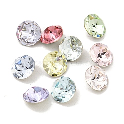 Glass Rhinestone Cabochons, Flat Back & Back Plated, Faceted, Diamond, Mixed Color, 6x3mm(RGLA-L029-13B)