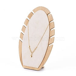 Bamboo Necklace Display Stand, L-Shaped Long Chain Display Stand, Oval, Linen, 16x27x1.6cm(NDIS-E022-06)