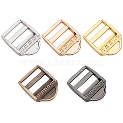 Olycraft 5Pcs 5 Colors Zinc Alloy Ladder Lock SliderBuckle, Adjustable Webbing Strap Release Buckles, for Backpack Strap Accessories, Mixed Color, 39.5x31x7mm, Hole: 25x5mm, 1pc/color(FIND-OC0002-02)