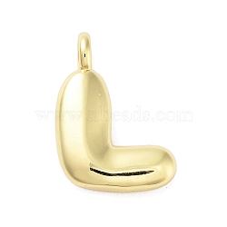 Rack Plating Brass Balloon Letter Pendants, Cadmium Free & Lead Free, Long-Lasting Plated, Real 18K Gold Plated, Letter L, 16.5~18.5x5.5~18x2.5x4.5mm(KK-C050-01G-L)